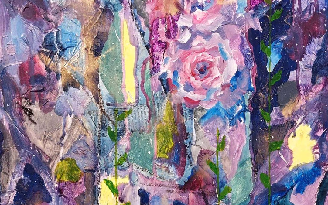 Desire for Art 39.5x50cm Acrylic and silver leaf on canvas