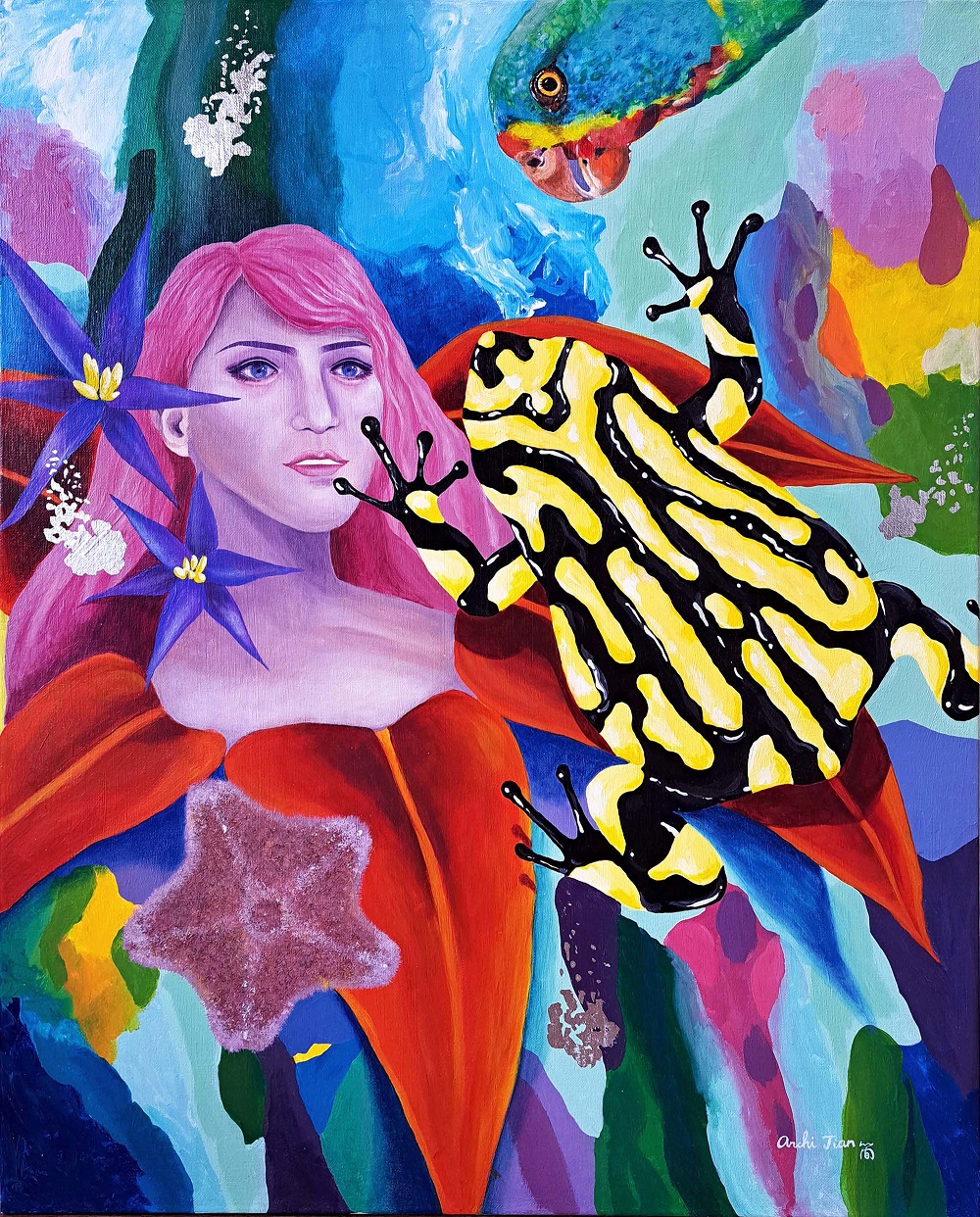 Before Reaching The Dream II  60.9×76.2cm Acrylic and silver leaf on canvas