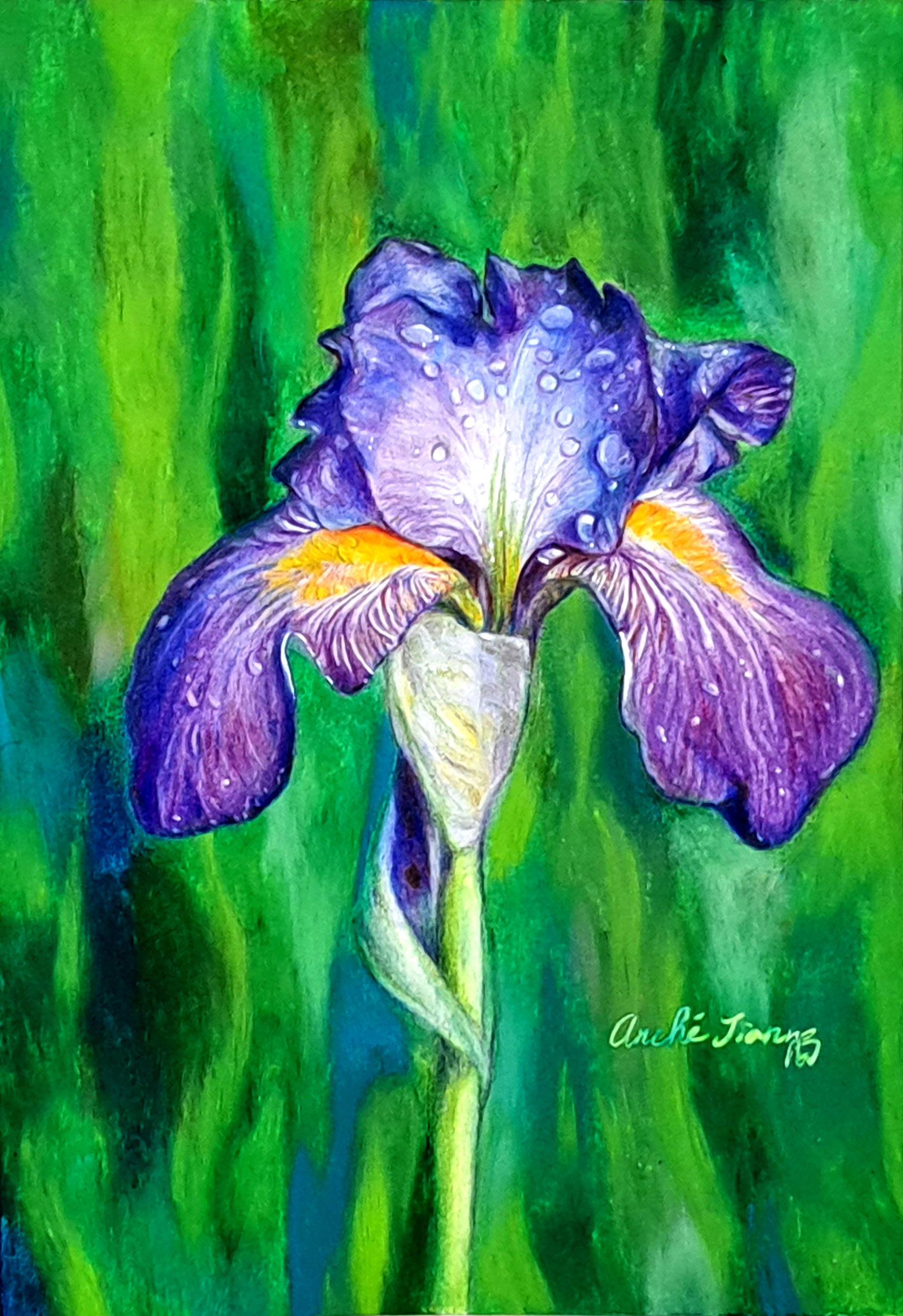 Iris 14.8x21cm Oil pastel on paper