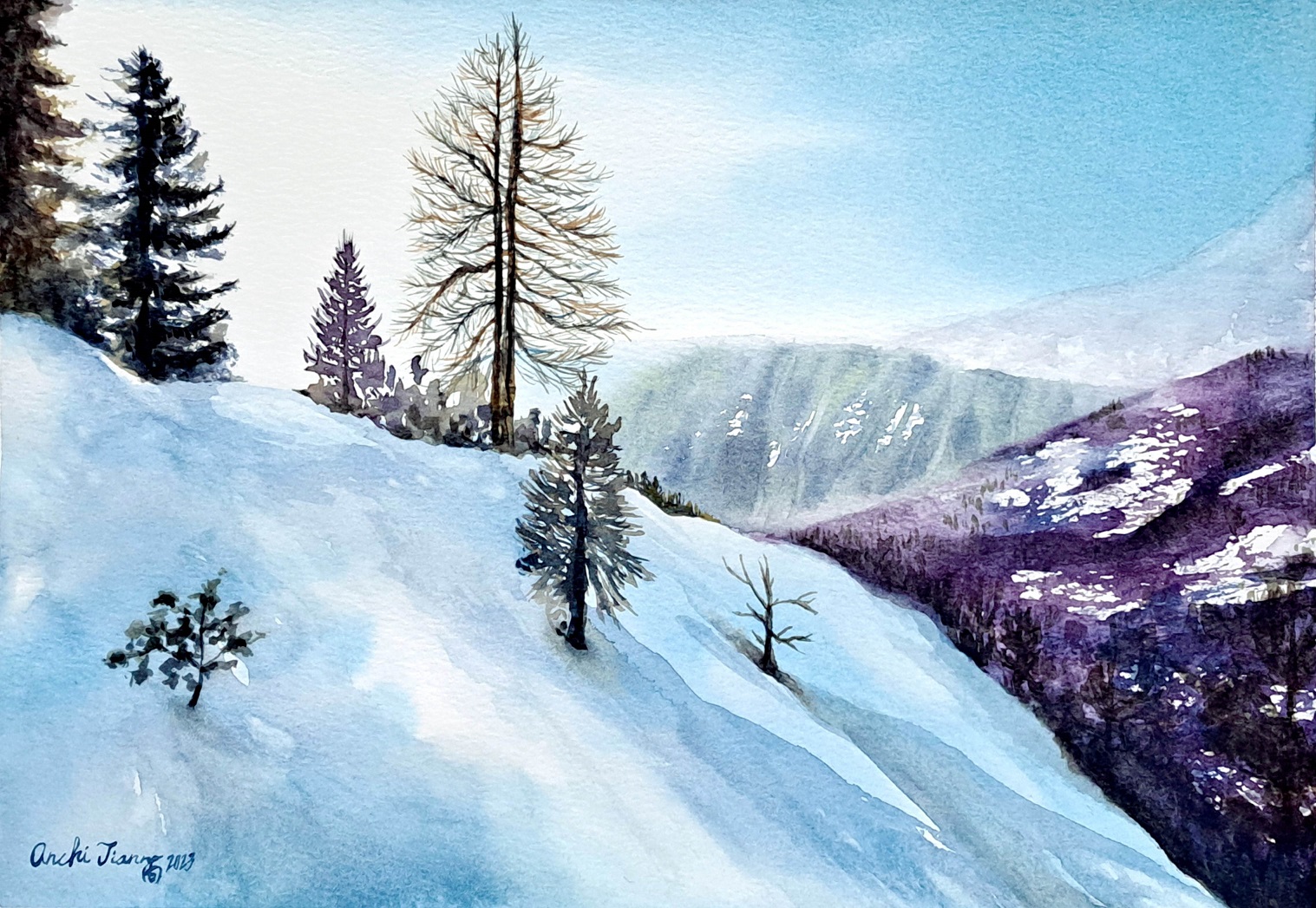 Snow Mountain 29.7x21cm  Watercolour on paper